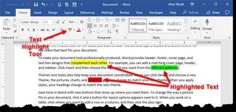 how to find highlighted text in word