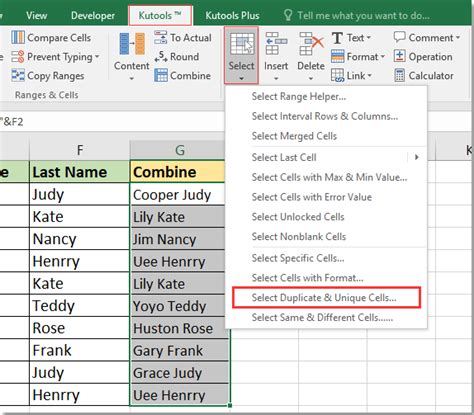 how to find in excel same name
