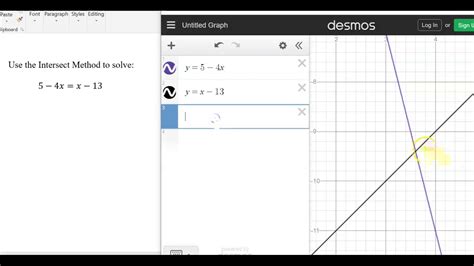 how to find intersection of two functions desmos