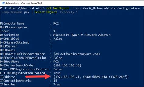 how to find ip address of remote computer using powershell