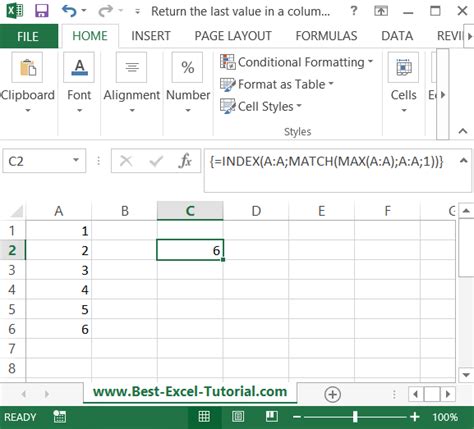 how to find last value in excel column