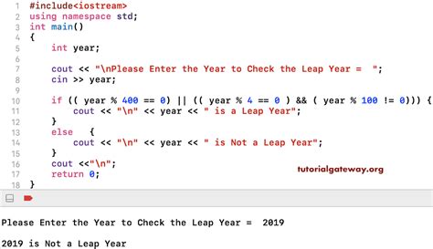 how to find leap year in c++ code