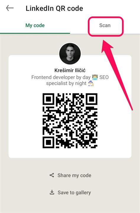 how to find linkedin qr code on desktop