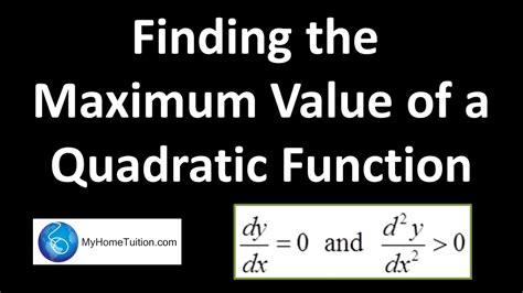 how to find maximum value of a quadratic equation using differentiation