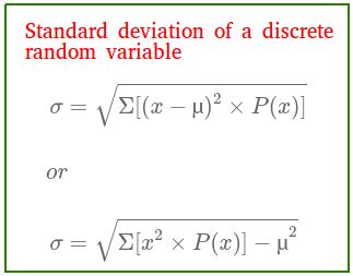 how to find mean and standard deviation of random variable