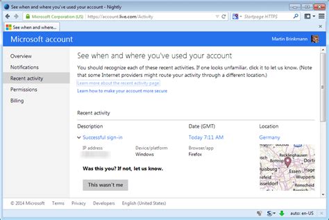how to find microsoft account recent activity