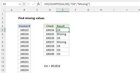 how to find missing items in two excel sheets
