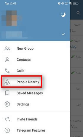 how to find nearby devices on telegram