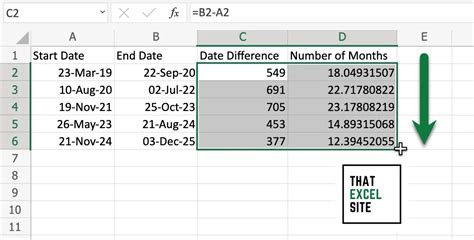 how to find no of months in excel