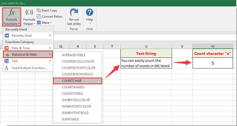 how to find number of words in excel