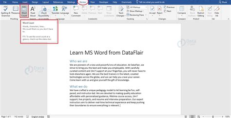 how to find number of words in word
