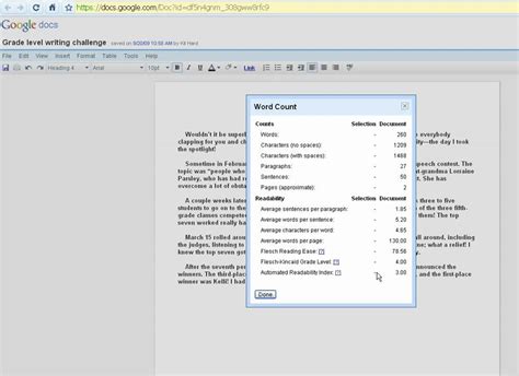 how to find reading level in google docs