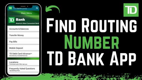 how to find routing number td bank app iphone