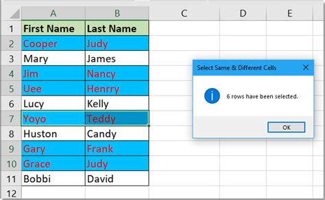 how to find same names in excel