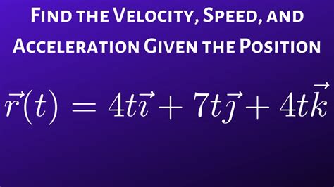 how to find speed when given velocity and acceleration