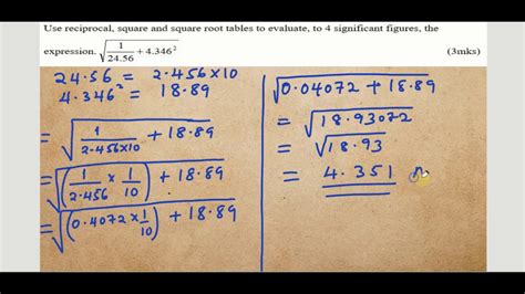 how to find square root using four figure table