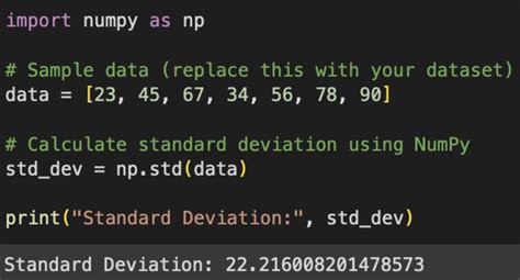 how to find standard deviation of a data set in python