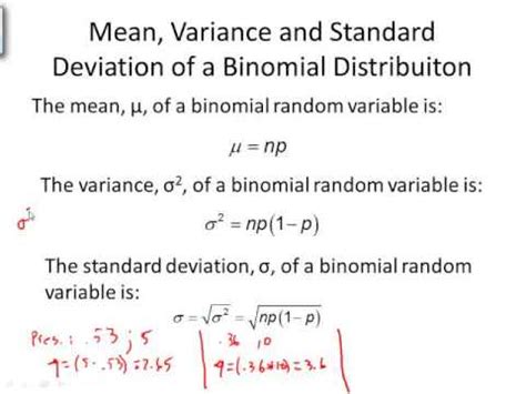 how to find standard deviation of binomial random variable