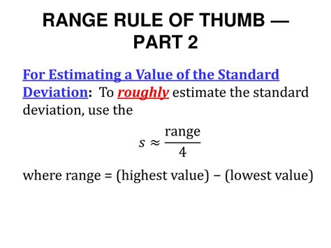 how to find standard deviation using range rule of thumb