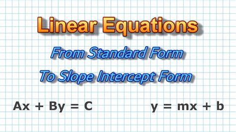 How To Find Standard Form Using Slope Intercept Form