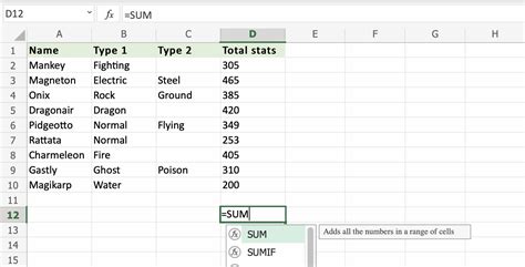 how to find sum in excel