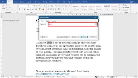 how to find text in word