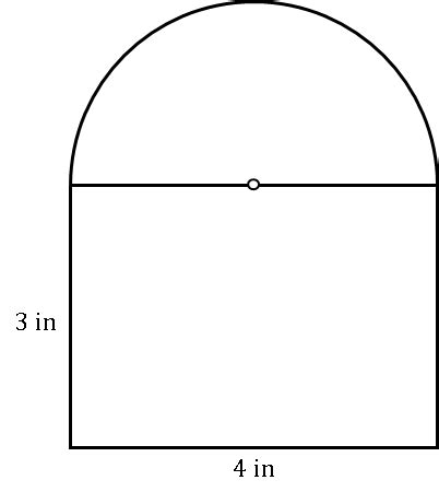 how to find the area of a half circle and rectangle