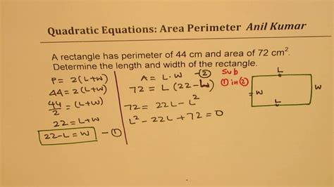How To Find The Area Of A Rectangle Using Quadratic Formula