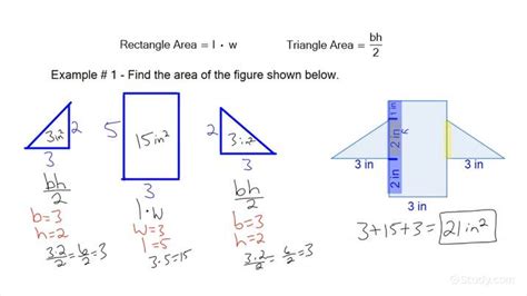 how to find the area of a triangle and rectangle