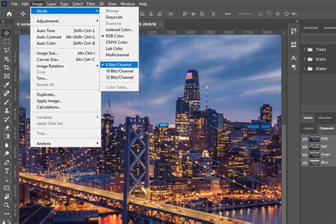 how to find the bit depth of an image in photoshop