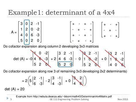 how to find the determinant of a 4x4 matrix using cofactor expansion