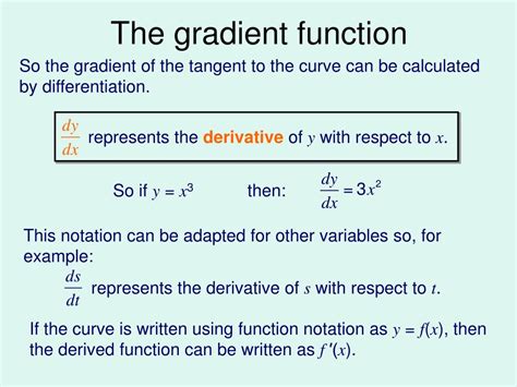 how to find the gradient function of a curve