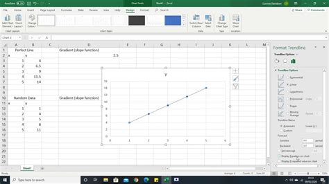 how to find the gradient of a graph in excel