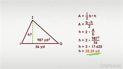 how to find the height of a right triangle without the area