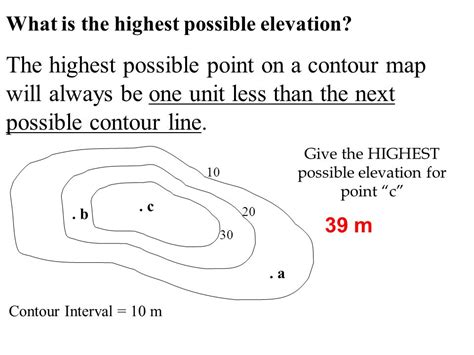 how to find the highest possible elevation on a topographic map