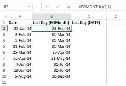 how to find the last day of month in excel