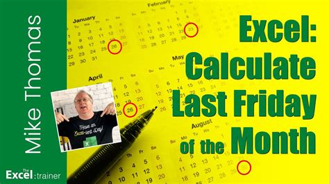 how to find the last friday of a month in excel
