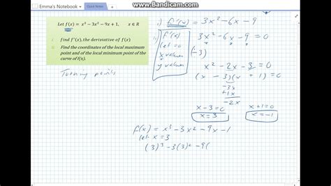 how to find the max of a cubic function