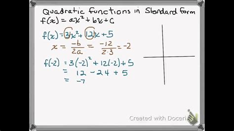 how to find the range of a quadratic function in standard form