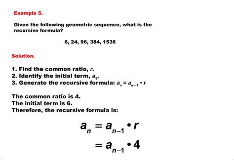 how to find the recursive formula of a geometric sequence given two terms
