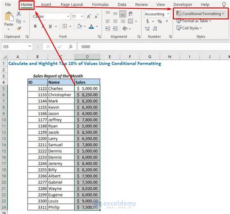 how to find top 10 percent in excel