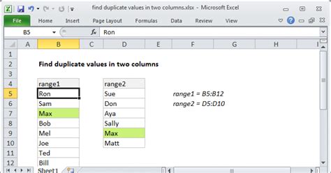 how to find unique duplicate values between two columns in excel