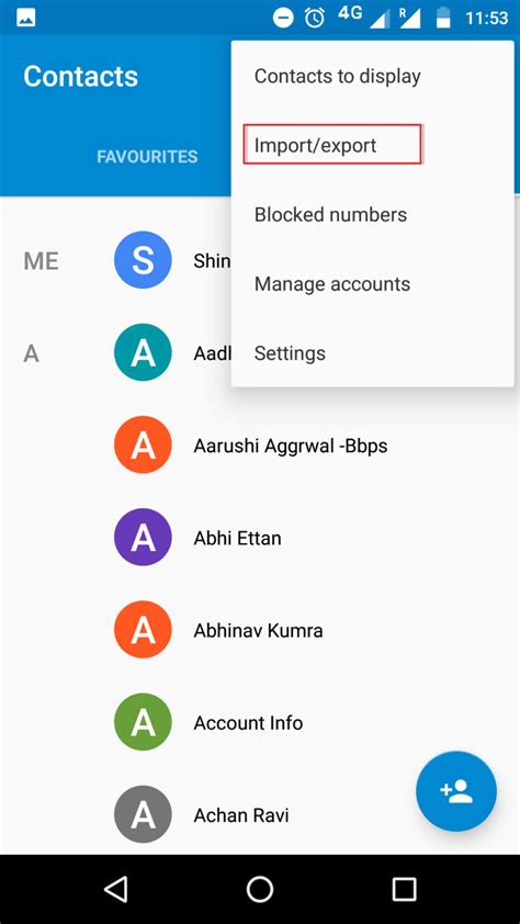 how to find vcard file in android phone