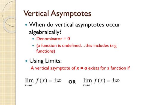 how to find vertical asymptotes using limits to infinity
