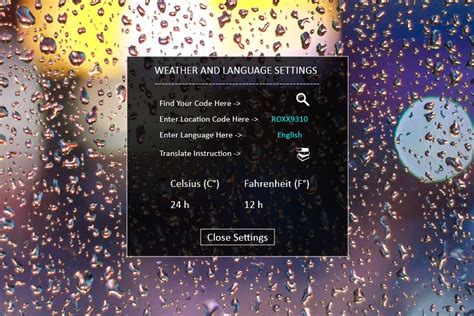 how to find weather code for rainmeter
