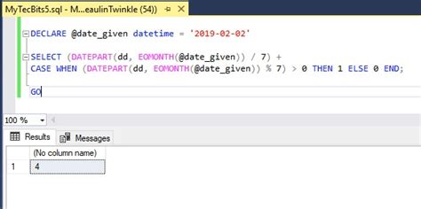 how to find week of month in sql server