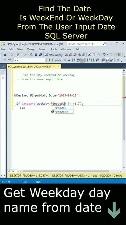 how to find weekday from date in sql server