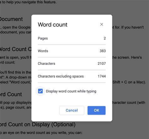 how to find word count of highlighted text google docs