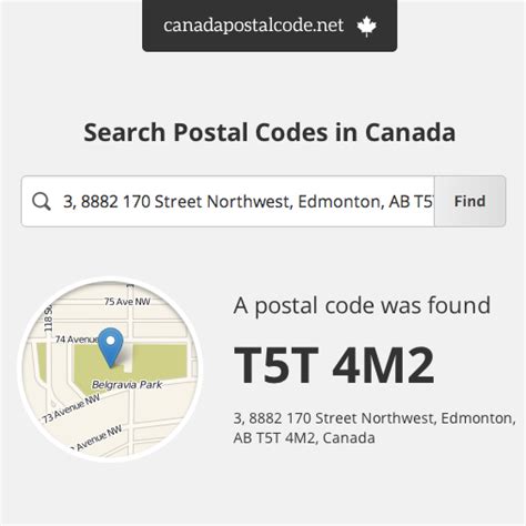 how to find zip code in canada