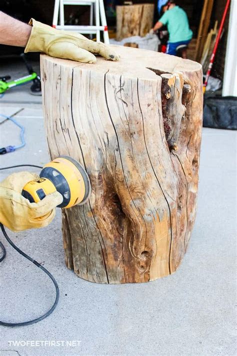 How To Finish Tree Stump Table